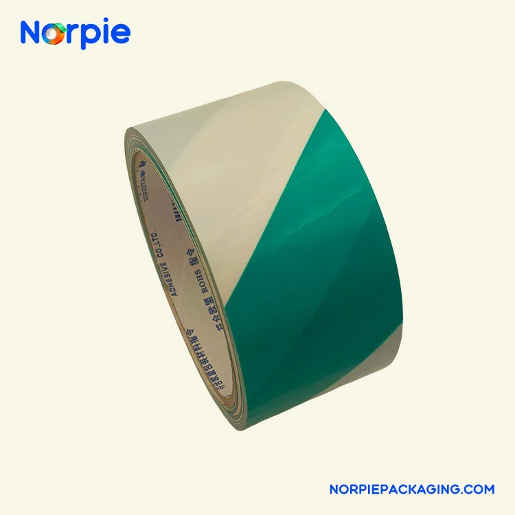 Zelená a biela výstražná páska